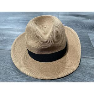 Pineapple & Star Unisex Fedora Beach Hat Small Ivory Fine Braid Sun Straw UPF50